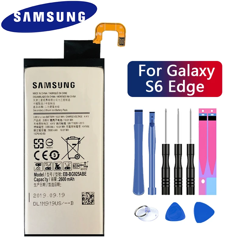Оригинальный запасной аккумулятор SAMSUNG 2600 мАч для Samsung GALAXY S6 Edge G9250 G925FQ G925F G925S S6Edge