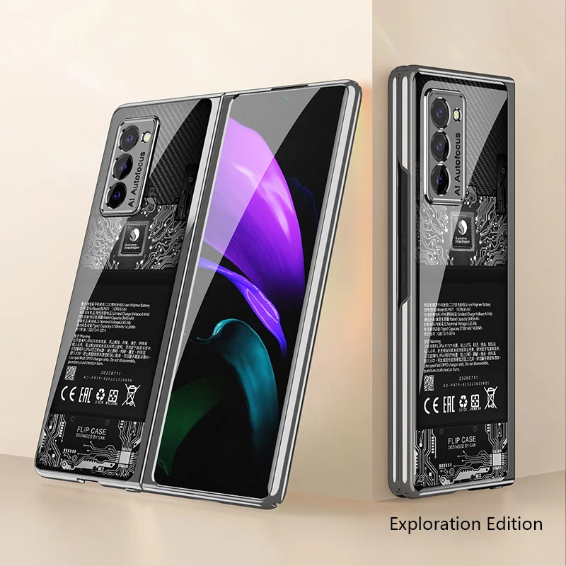 Fashion Plating PC Hard Phone Cover For Samsung Galaxy Z Fold 2 Case  Exquisite Color Painting Shockproof Full Protective Funda