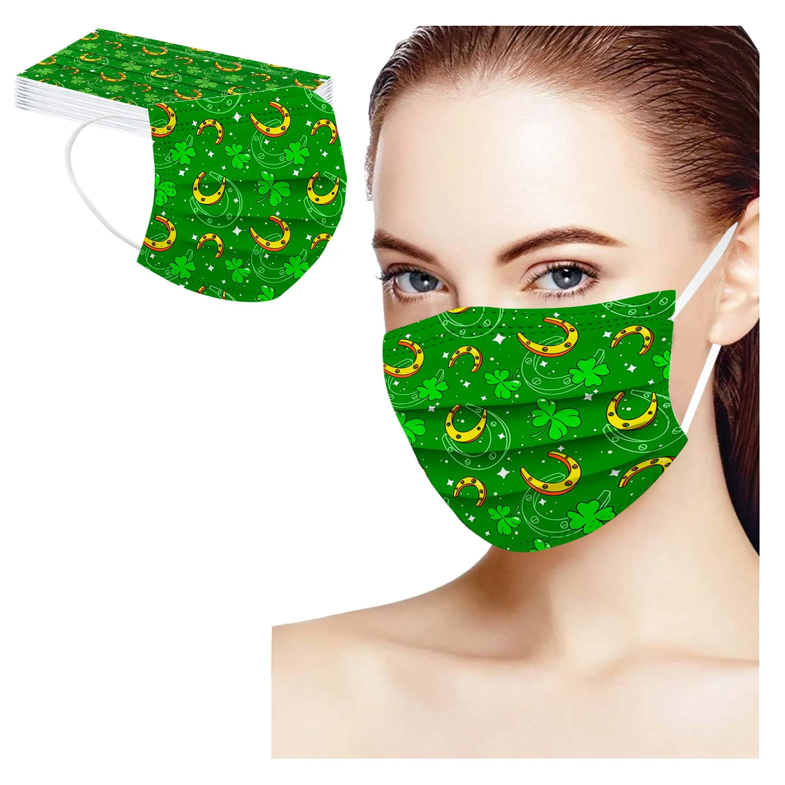 

top selling product Adult St. Patrick's Day Three Layer Protective Breathable Mask Support Wholesale Dropshipping
