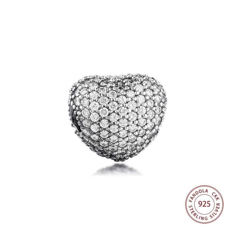 

Fits Original Pandora Bracelet 925 Sterling Silver Beads Pave Open My Heart Clip Charms Women DIY Jewelry Making Gift Kralen
