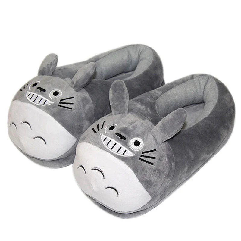 

Winter Cotton Slippers New Warm Plush Slides Cartoon Smiling Face Cat Furry Sandals Shoes