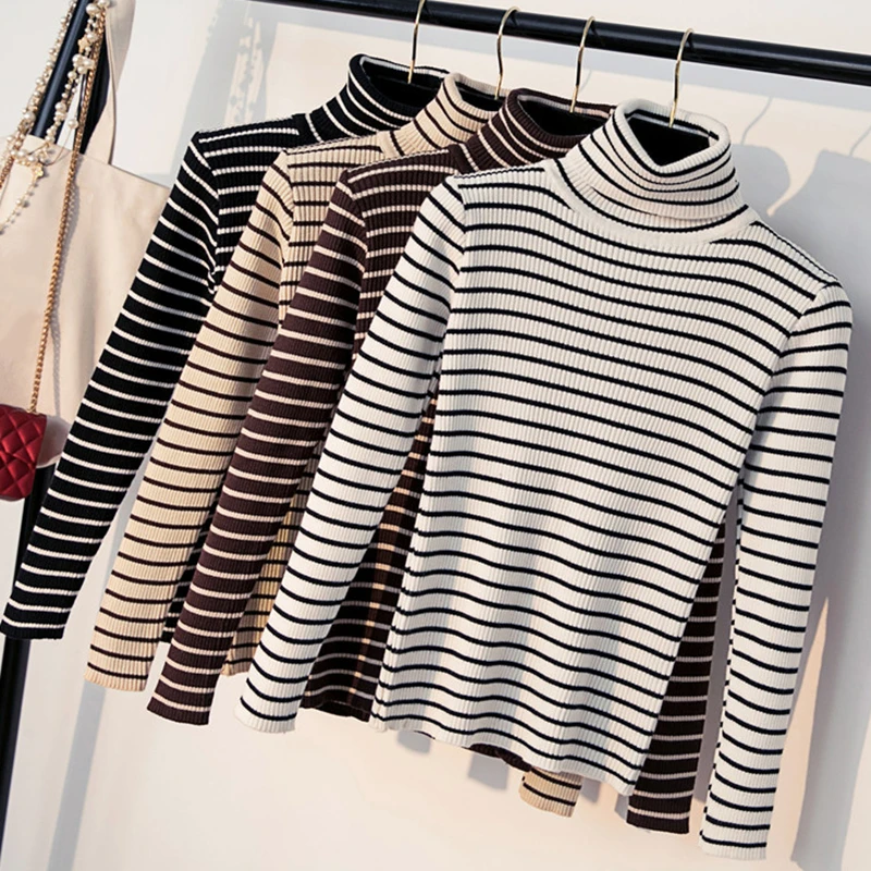 Повседневный Женский вязаный свитер с высоким воротником женский зимний мягкий