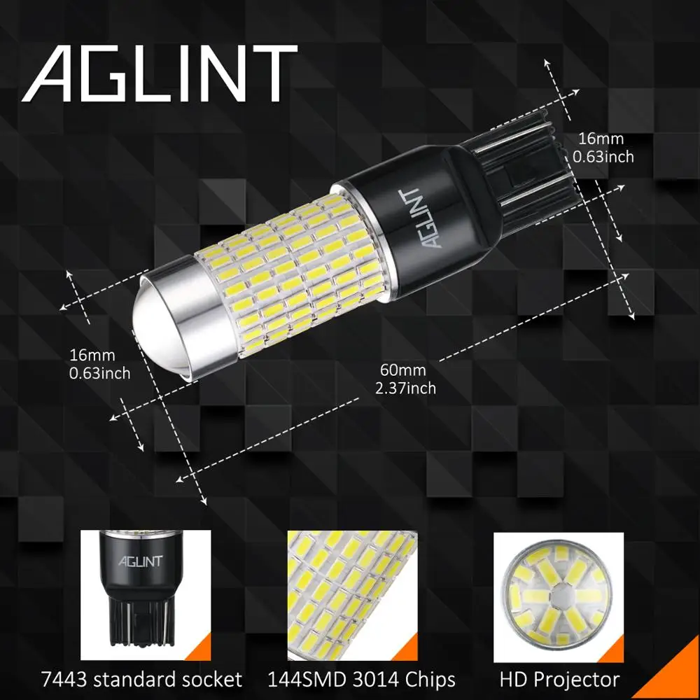 AGLINT 2 шт. T20 7443 W21W W21/5W 7440 FPC светодиодный автомобильные лампы 3014 SMD 144 s для авто