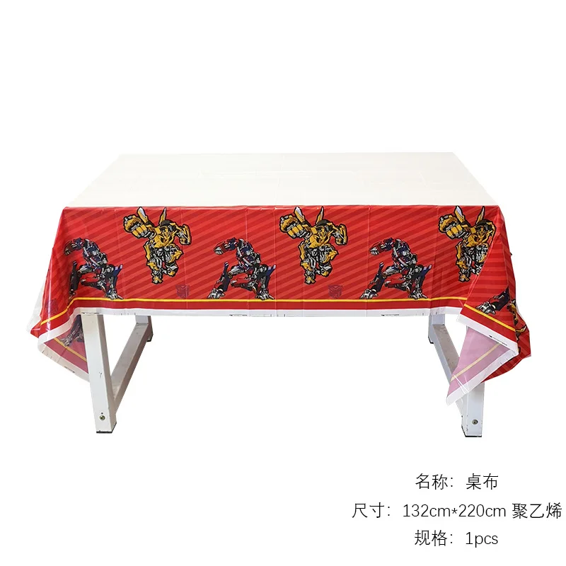 Table cover 1pcs 6 человек трансформация Шмель или рюкзак с изображением трансформеров оптимуса прайма и украшения для тематических вечеринок Бумага чашка тарелка шары для детей Дети День рождения расходные материалы - Цвет: Table cover 1pcs