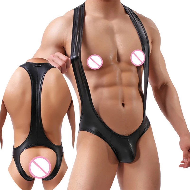 Сексуальное мужское нижнее белье боди трико с открытыми ягодицами комбинезоны