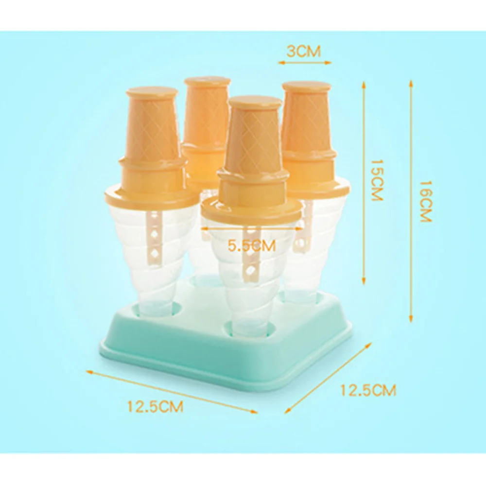 

4 Grids Cone Shape Ice Mold DIY Ice Molds Reusable Popsicle Maker Ice Cream Making Tool (Random Color)