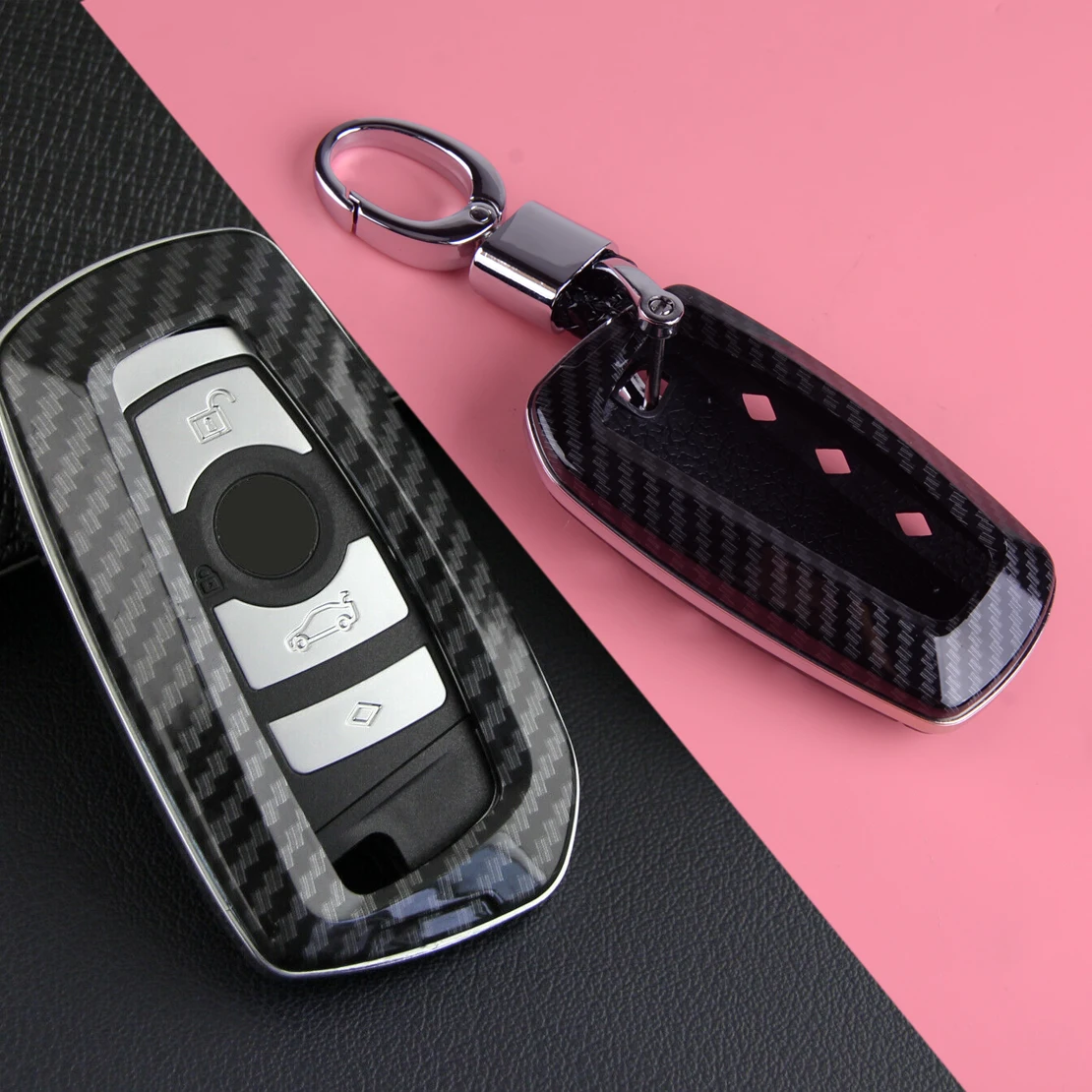 DWCX Черный Автомобильный металлический чехол для брелка с ключом цепочкой