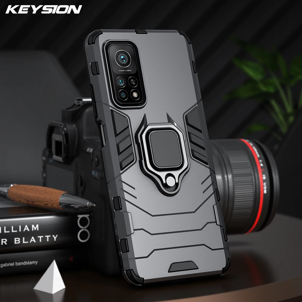 Противоударный армированный чехол KEYSION для Xiaomi Mi 10T Pro 5G Mi 10T Lite 10, ультра-кольцевая подставка, силиконовая задняя крышка для телефона Redmi K30S