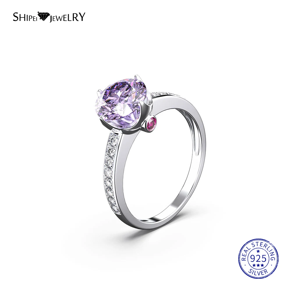 Shipei 100% 925 пробы серебряные Изящные Ювелирные изделия 8 мм Круглый сапфировый