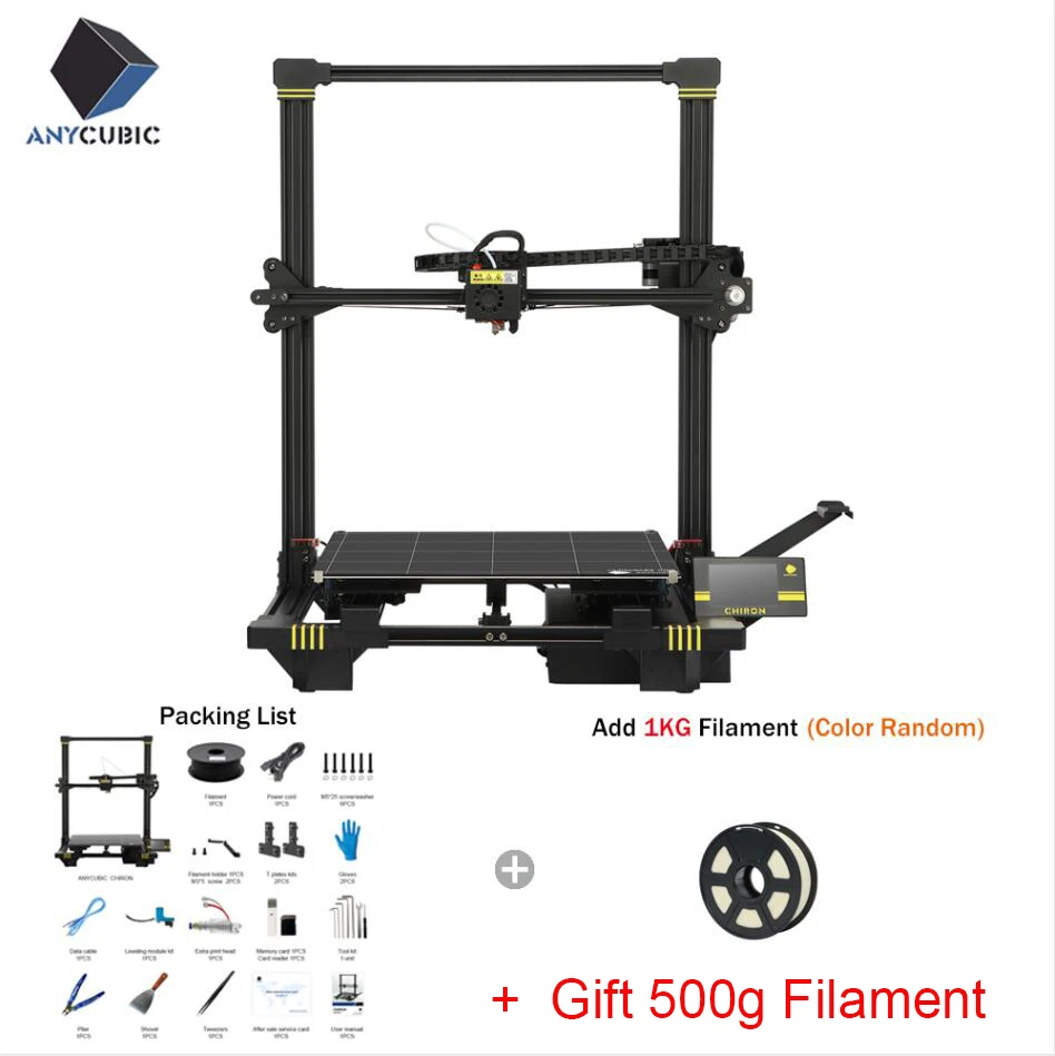 ANYCUBIC Chiron 3d принтеры комплект плюс размеры большой Ultrabase экструдер экран двойной Z Axisolor обновлен Impresora Drucker - Цвет: ChironAdd1kg