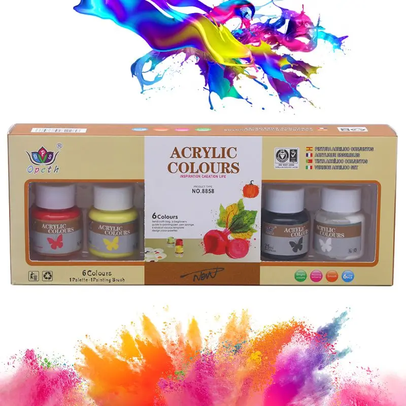 

6 x 25ml Heavy Body Colors Rich Pigments Acrylic Paint Set for Painting Crafts