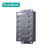 sipolar 10 port industrial metal usb 2 0 hub for litecoin mining bitcoin miners with power adapter 1 year warranty