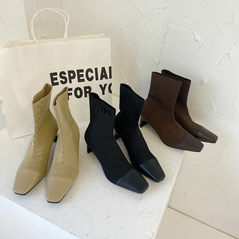 DXFAN/Лоскутные Стрейчевые вязаные носки Женские винтажные ботильоны для женщин с