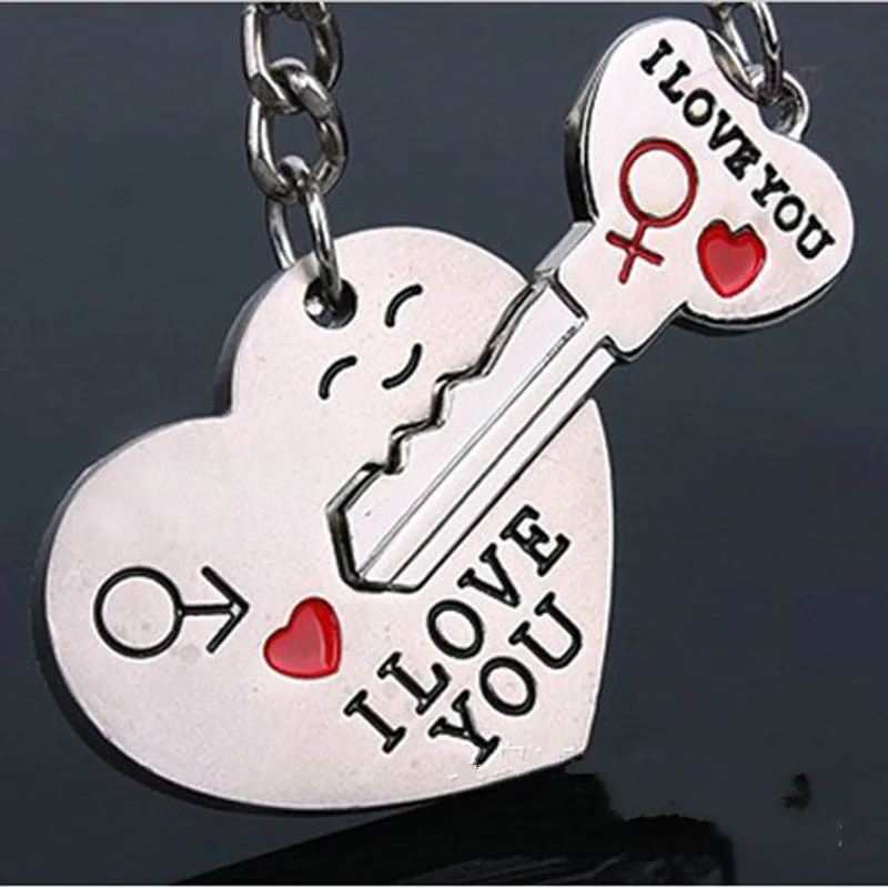Креативный металлический брелок для пары в форме сердца с улыбающимся лицом