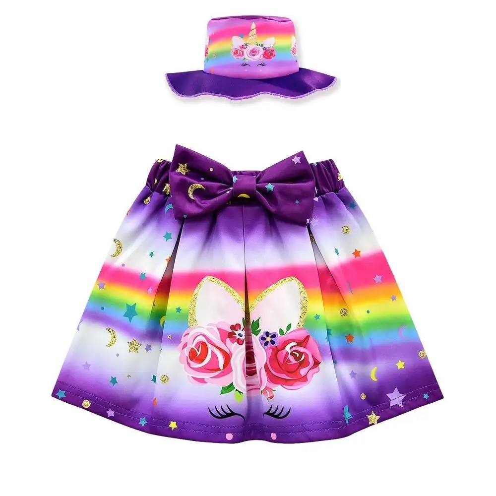 3525 Skirt 2Pcs A Платья для маленьких девочек с единорогом; модные детские летние вечерние комплекты с шортами; одежда для свадьбы; одежда для подростков; одежда для малышей - Цвет: 3525 Skirt 2Pcs A