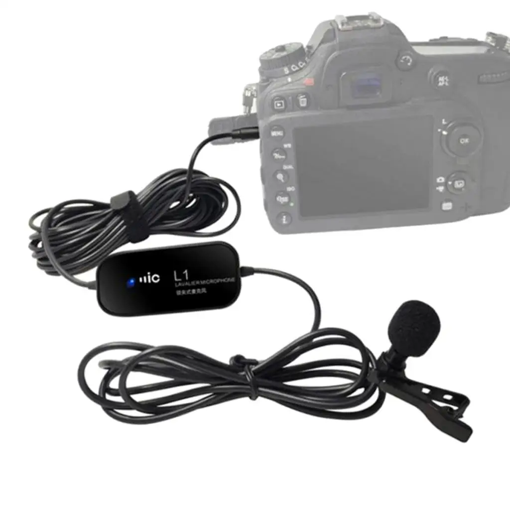

3.5mm External Clip-on Lapel Lavalier Microphone for iPhone SmartPhone Android PC Laptop DSLR Camera Audio Recorder