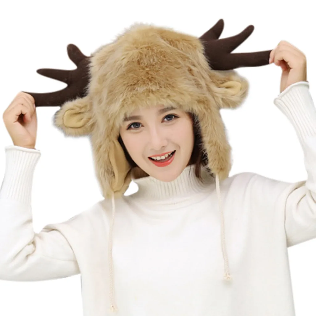 Женский модный мешок шапка оверсайз зимние искусственный меховые наушники шапки