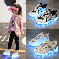 new children lighted led shoes girls boys luminous sneakers student charge usb soft bottom toddler baby kids flats casual 03a