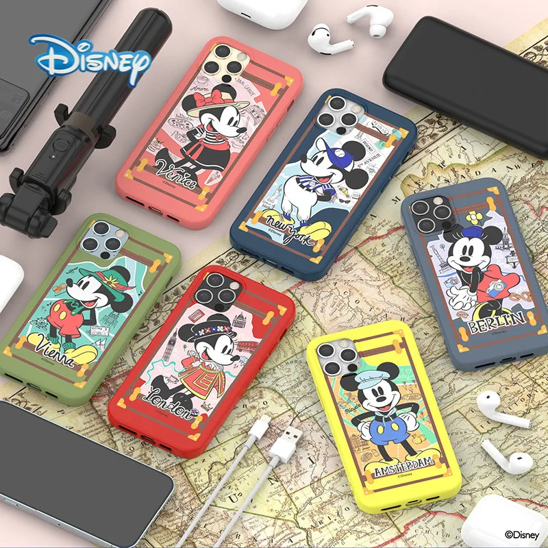 

Disney Mickey Minnie Cartoon Mobile Phone Case for iPhone 13 13pro 13mini 13pro max Plus Cute Couples Anti-fall Cellphone Shell