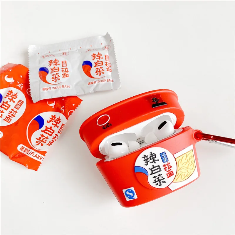 3D милый силиконовый мягкий чехол Nongshim Kimchi Ramen для Apple airpods 1/2 беспроводной Чехол