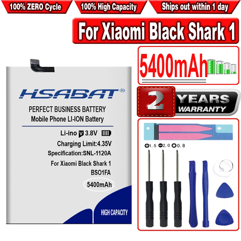 

Аккумулятор HSABAT BSO1FA 5400 мА · ч для Xiaomi Black Shark 1/ Black Shark, две SIM-карты/Black Shark, две SIM-карты, TD-LTE/ SKR-A0