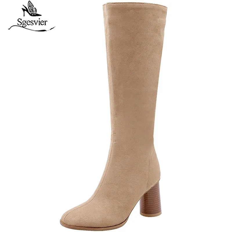 Женские зимние теплые сапоги sgesвье для снежной погоды эластичные до колена из