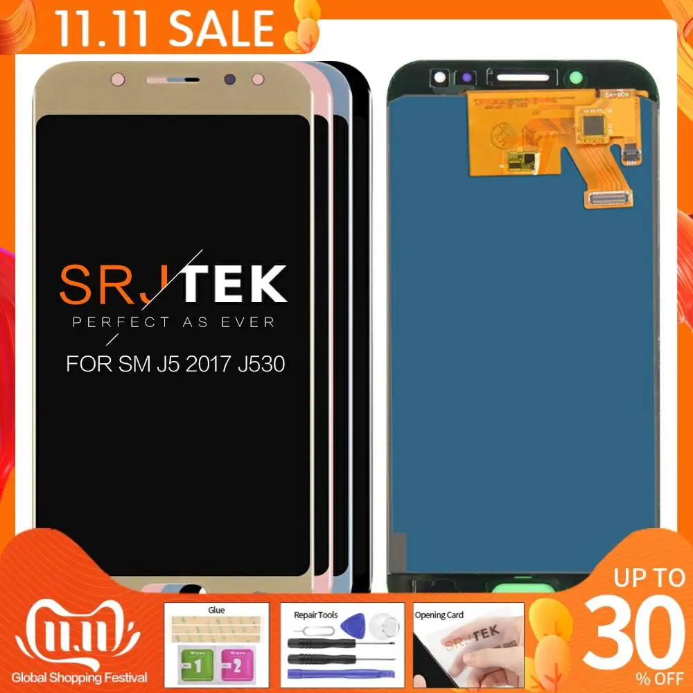 Регулируемый TFT/Amoled ЖК Дисплей Galaxy J530 2017 для Samsung J5 дисплей сенсорный экран