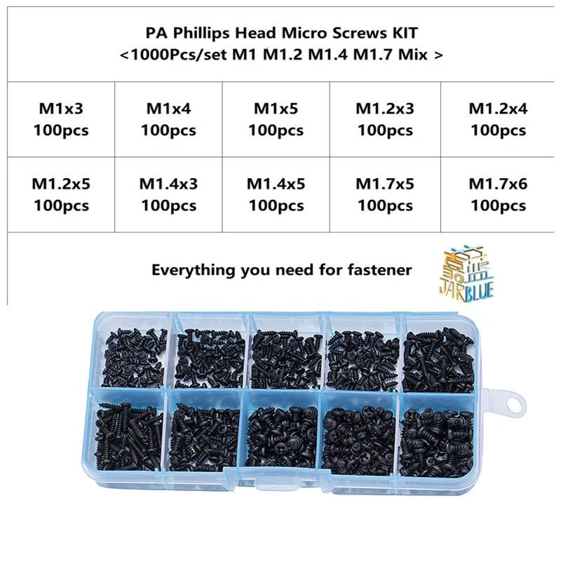 

JARBLUE Комплект микровинтов M1 M1.2 M1.4 M1.7