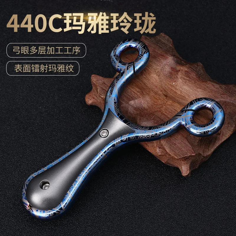 Tirachinas tradicional de acero inoxidable 440C, tirachinas de cuero plano, exquisita catapulta deportiva potente de alta precisi&oacute;n para exteriores, nueva calidad-0