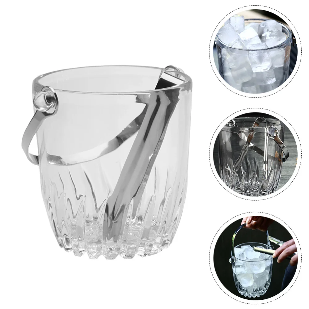 

1Set Glass Ice Bucket Thickened Beer Bucket KTV Bar Ice Bucket Transparent