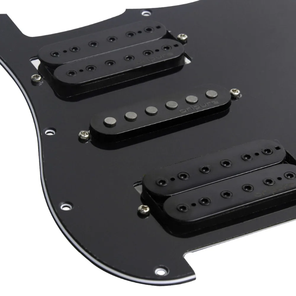 OriPure черная предпроводная электрогитара Pickguard Alnico 5 пикапов потенциометр 500k для Strat HSH 11 отверстий