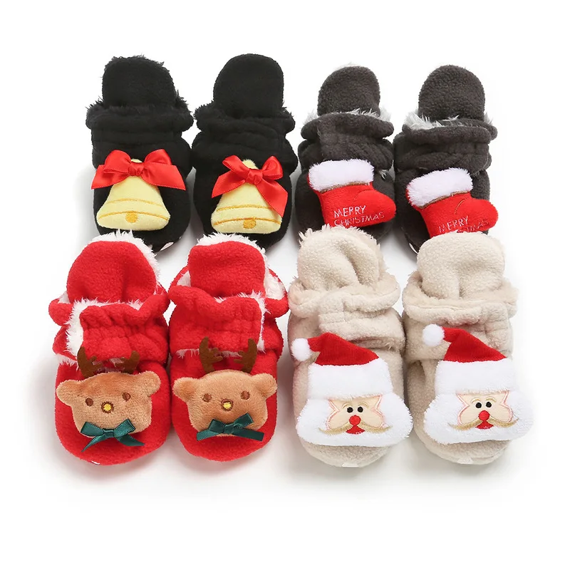 

New Born First Walkers Crib Shoe Baby Cotton Shoes Baby Boys Girls Shoes Christmas Warm Soft-soled Baby Toddler Shoes 0-18M