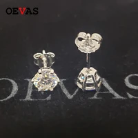 oevas real 1 carat d color moissanite stud earrings 18k gold color 100 925 sterling wedding party sparkling bridal fine jewelry