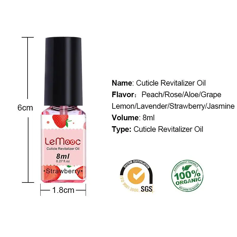

LEMOOC 8ml Nail Cuticle Oil Transparent Revitalizer Cuticle Oil Fruit Flower Flavor Nutrition Soften Dead Skin Nail Care Tools