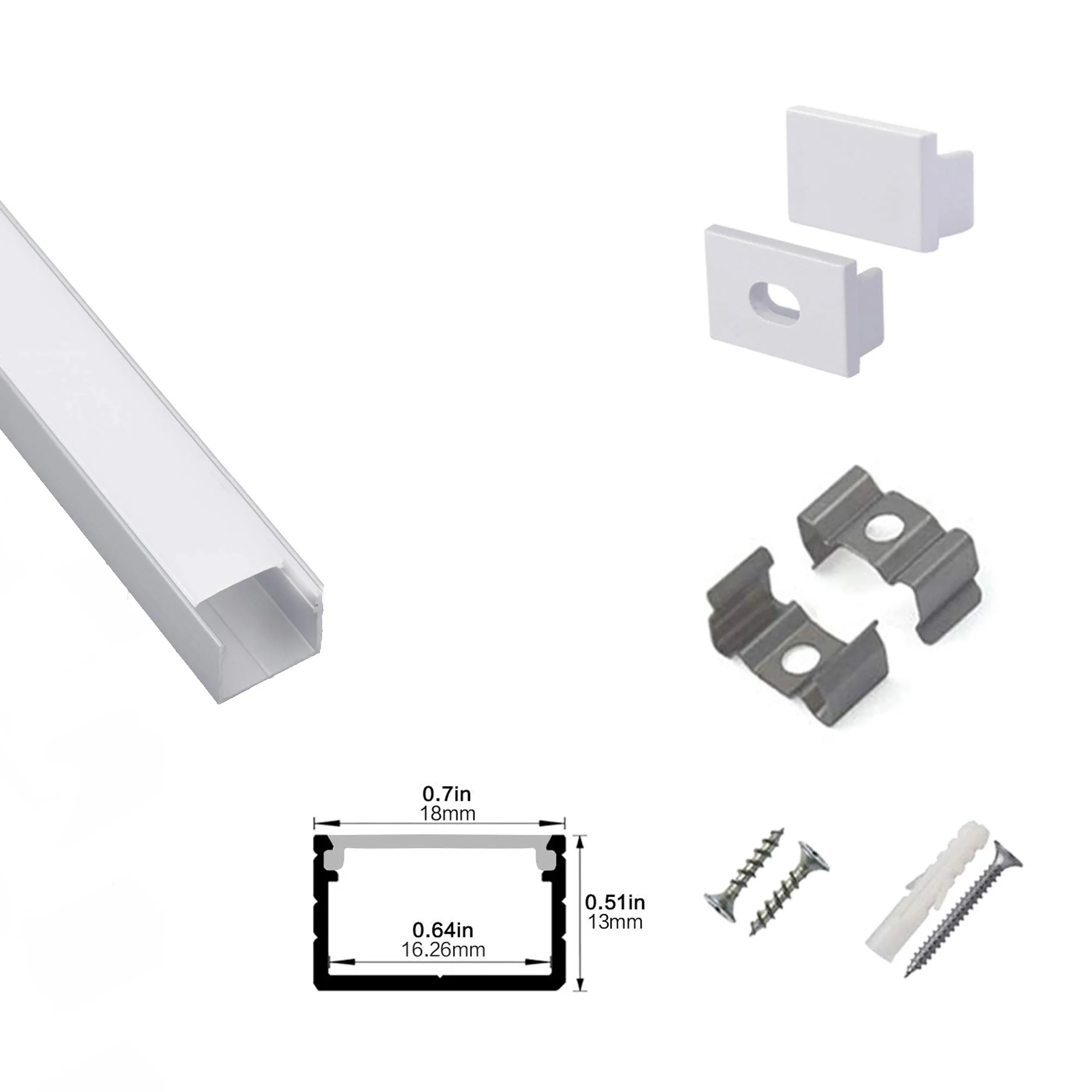 Светодиодный Алюминий канал шириной 2 м/6.6ft с завершить монтажные аксессуары для