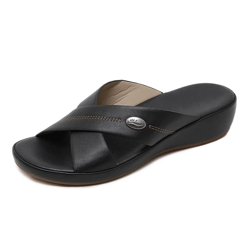 Шлепанцы женские на танкетке 4 см пляжные сандалии Повседневная модная мягкая