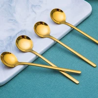 8 packs gold plated stainless steel coffee spoon mini teaspoon for coffee sugar dessert cake ice cream