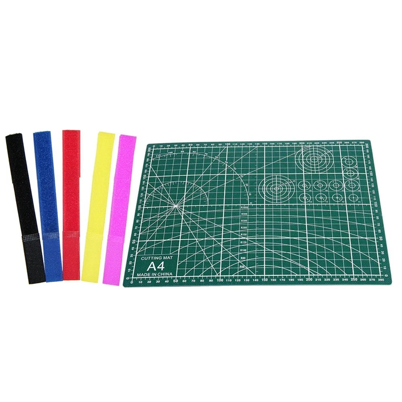 

8Pcs Straps 170Mm X 20Mm Organiser Laptop PC TV Cable Ties & 1Pcs PVC Cutting Mat A4 Durable Self-Healing Cut Pad