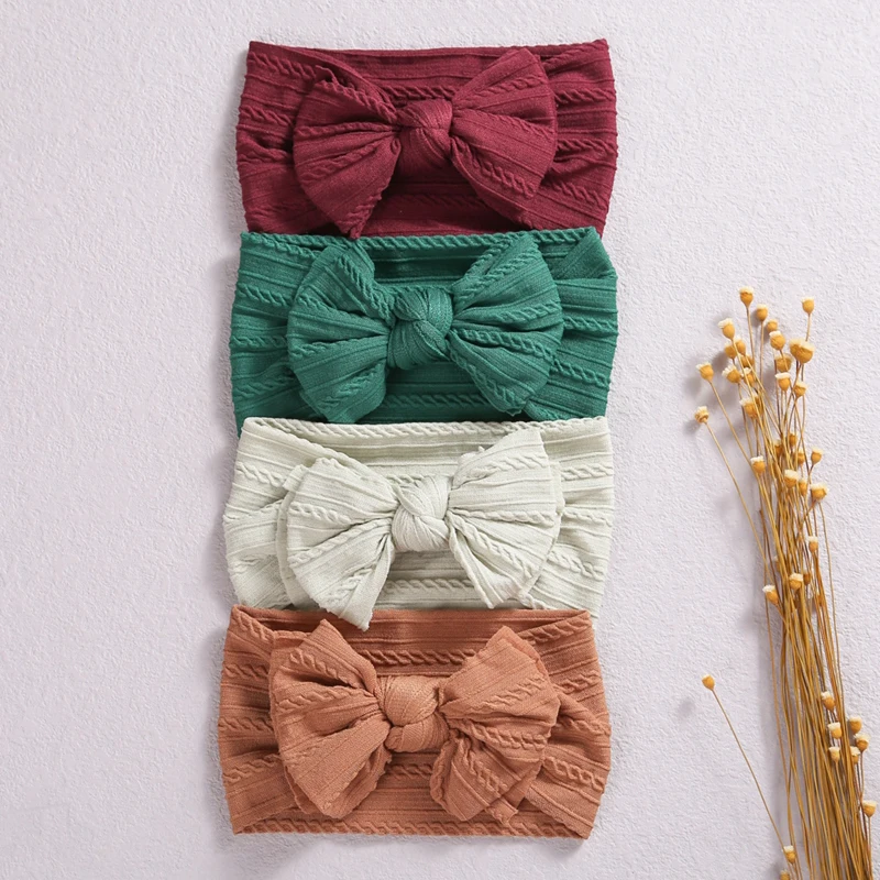 Diadema de punto con Cable para beb&eacute; y ni&ntilde;a, lazos para la cabeza, accesorios para el cabello el&aacute;sticos, turbante de nailon infantil, diadema de princesa-0
