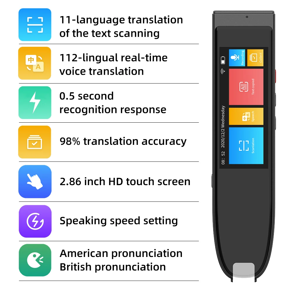

Multifunction Smart Voice Translator Offline 112 Language Simultaneous Translation Pen Artifact Voice Business Travel Abroad