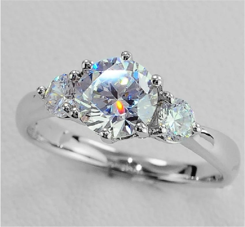Кольцо из муассанита 2 карата с тремя камнями|Кольца| |