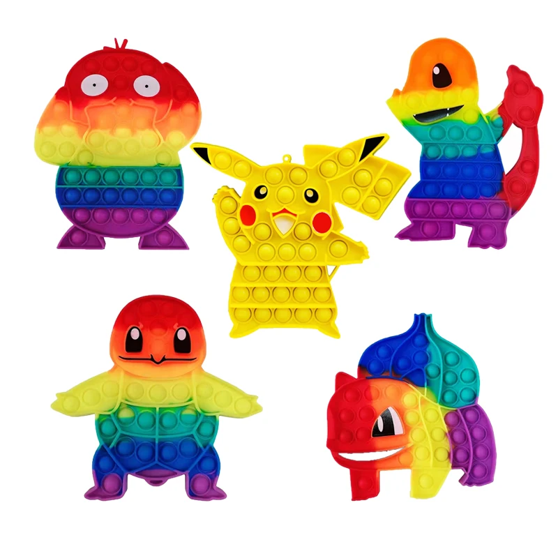 

Pokemon Go Fidget Toys Rainbow Pikachu Charmander Charizard Popping Push Bubble Squishy Silicone Antistress Child Girl Kids Gift