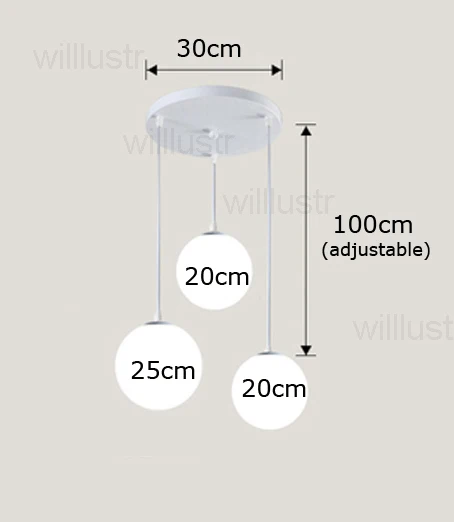 20cm x 20cm x 25cm Подвеска в виде стеклянного шара, светильник, отель, офис, ресторан, кафе, спальня, столовая, молочно-белый шар, круглый подвесной светильник s - Цвет корпуса: 20cm x 20cm x 25cm
