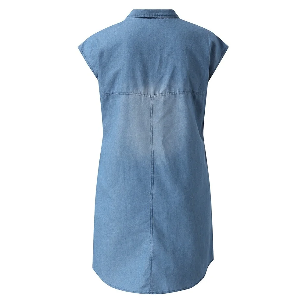 

Women Denim Dress Casual Loose Short Sleeve Streetwear Undefined Dresses Pockets Traf Vestidos 2021 Summer Clothing Plus Size