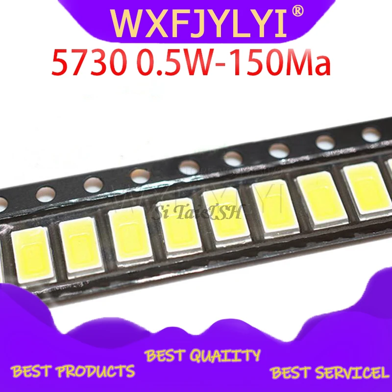 200 шт. 5730 0,5 Вт-150Ma 50-55lm 5600K-6400K белый светильник SMD 5730 светодиодный 5730 диоды для подавления переходных скачков напряжения (3,2 ~ 3,4 V)