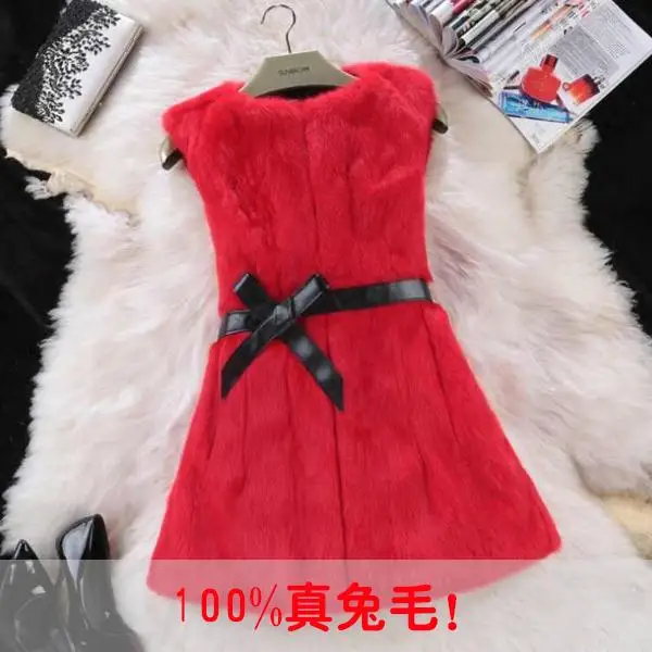 2021 Women Winter New Real Rabbit Fur Vest Coats Female Long Solid Warm Waistcoat Ladies Genuine Fur Sleeveless Jackets U685