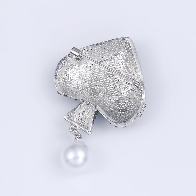 WEIMANJINGDIAN Brand Dark Silver Color Plated Black Rhinestones Spade Brooch Pins for Women