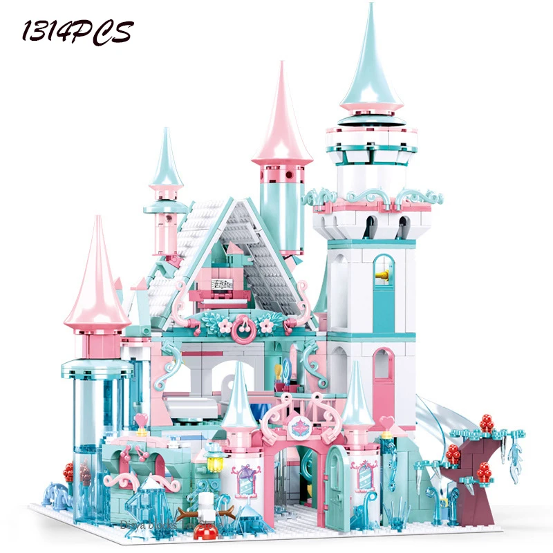 

Disney Frozen Movie The Elsa Magical Ice Castle girls Building Blocks Bricks Toys Princess Castle Girls Friends