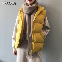 vodof 2021 womens down cotton body warm vest coat winter new ladies casual waistcoat female sleeveless long vest jacket slim