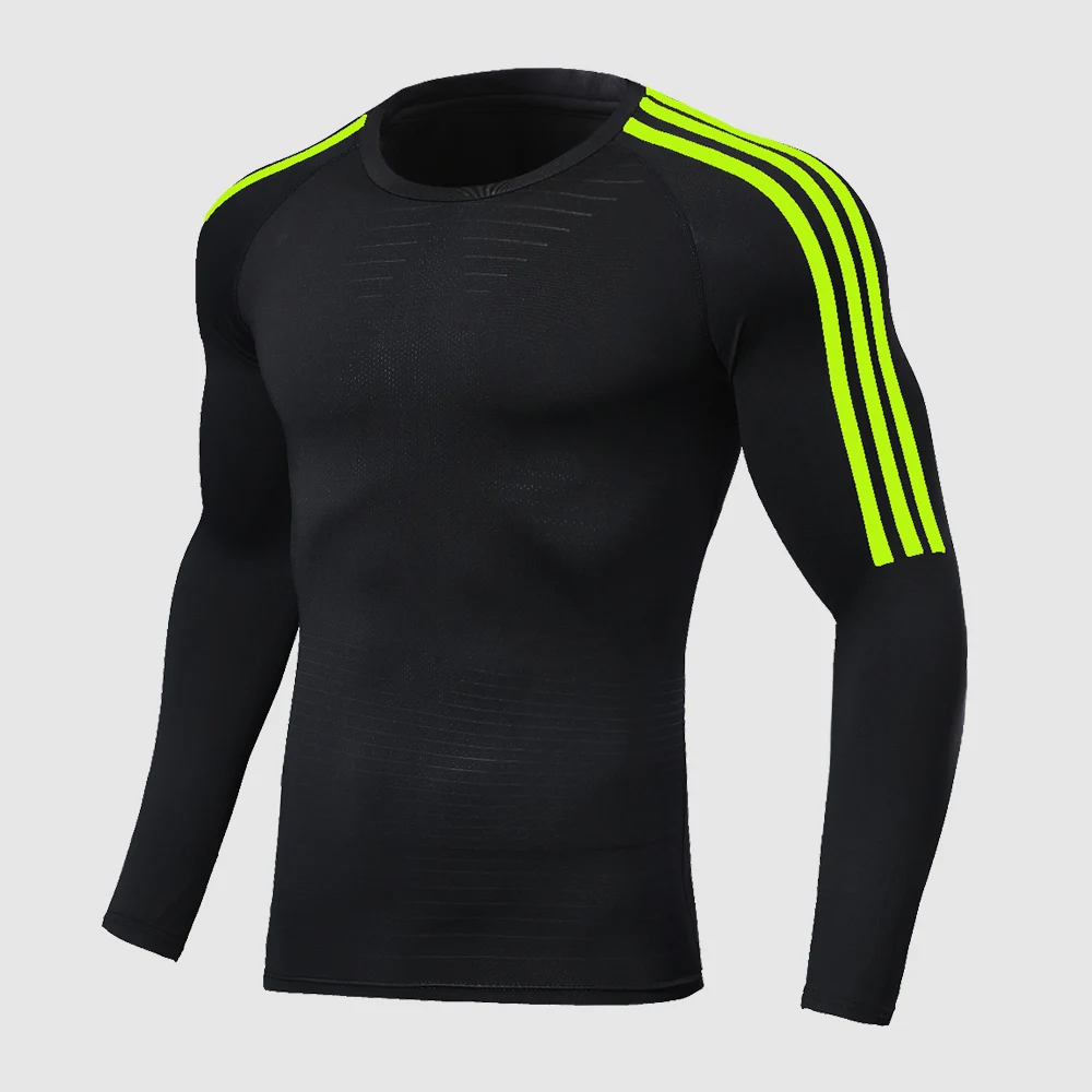 

Gym Athletic Men Shirt Dry Fit Tees Workout Compression Tops Running Fitness Long-Dry Quick Tight Bodybuilding Shirt